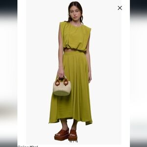 Blu pepper kiwi lime relaxed fit pleated maxi skirt boho matching set